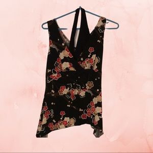 Black shirt with flowers